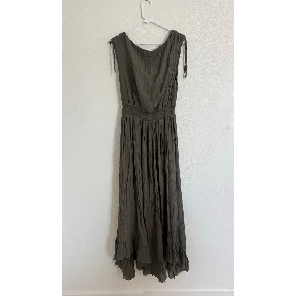 Joyfolie Women's Gia Maxi Dress Olive Green Boho Ruffle Prairie Size Large - Picture 4 of 6